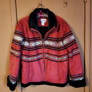 COLDWATER CREEK Red Faux Suede Sherpa Lined